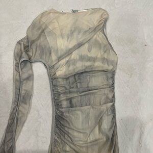 Elegant Tie-Dye Long Sleeve Dress